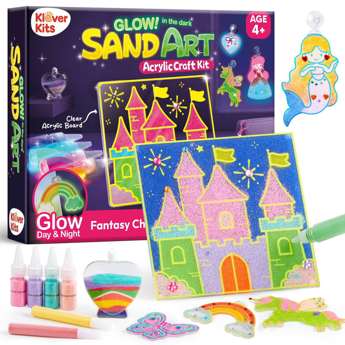 Klever Kits Glow-in-the-Dark Sand Art Activity Set (9 Bottles)