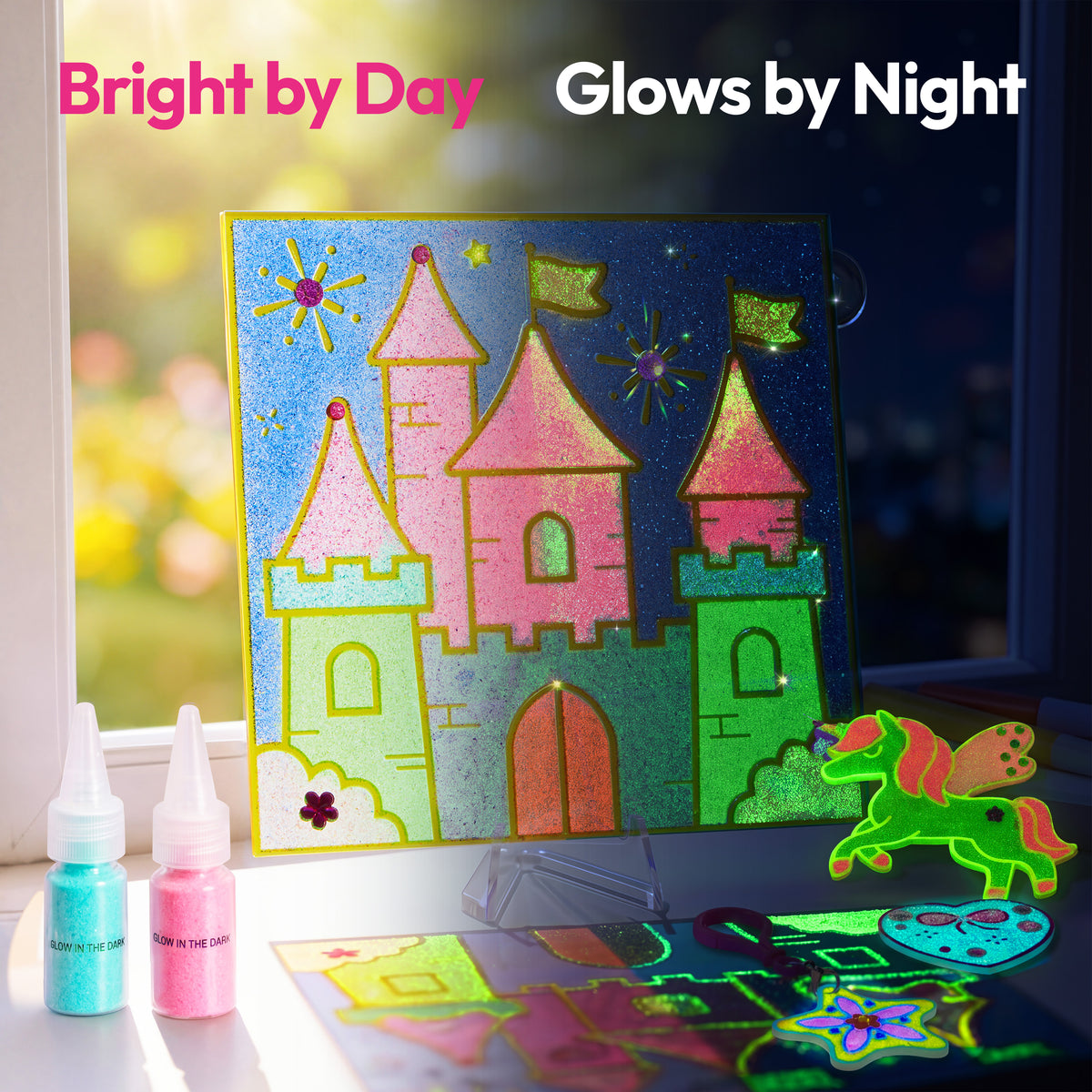 Klever Kits Glow-in-the-Dark Sand Art Activity Set (9 Bottles)