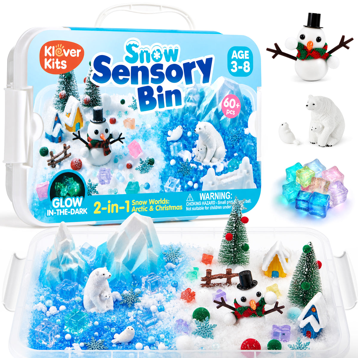 Klever Kits Thyle Winter Sensory Bin - Polar Animals Christmas Counting Toy