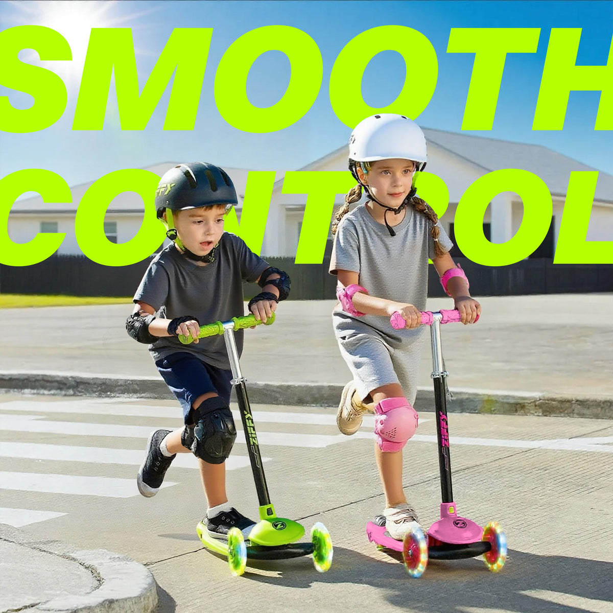 JOVA-ZIFFY 3 Wheel Scooter for Kids 3-5 - LED Light-Up Wheels, Green