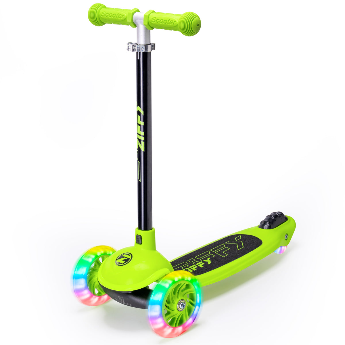 JOVA-ZIFFY 3 Wheel Scooter for Kids 3-5 - LED Light-Up Wheels, Green