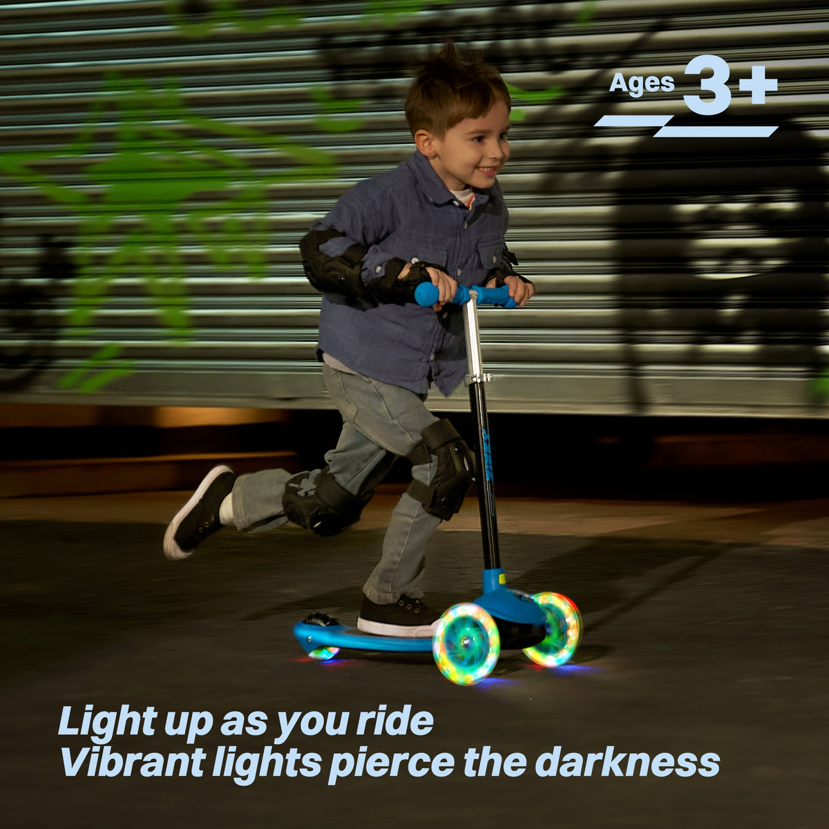 JOVA-ZIFFY 3 Wheel Scooter for Kids 3-5 - LED Light-Up Wheels, Blue