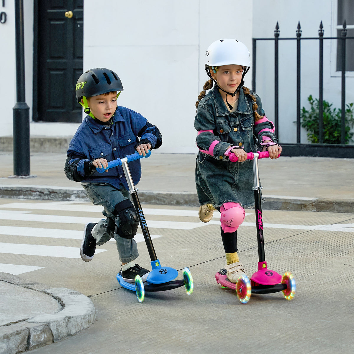 JOVA-ZIFFY 3 Wheel Scooter for Kids 3-5 - LED Light-Up Wheels, Blue