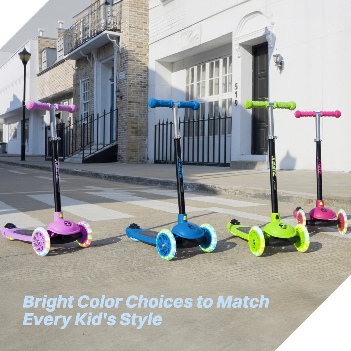 JOVA-ZIFFY 3 Wheel Scooter for Kids 3-5 - LED Light-Up Wheels, Blue