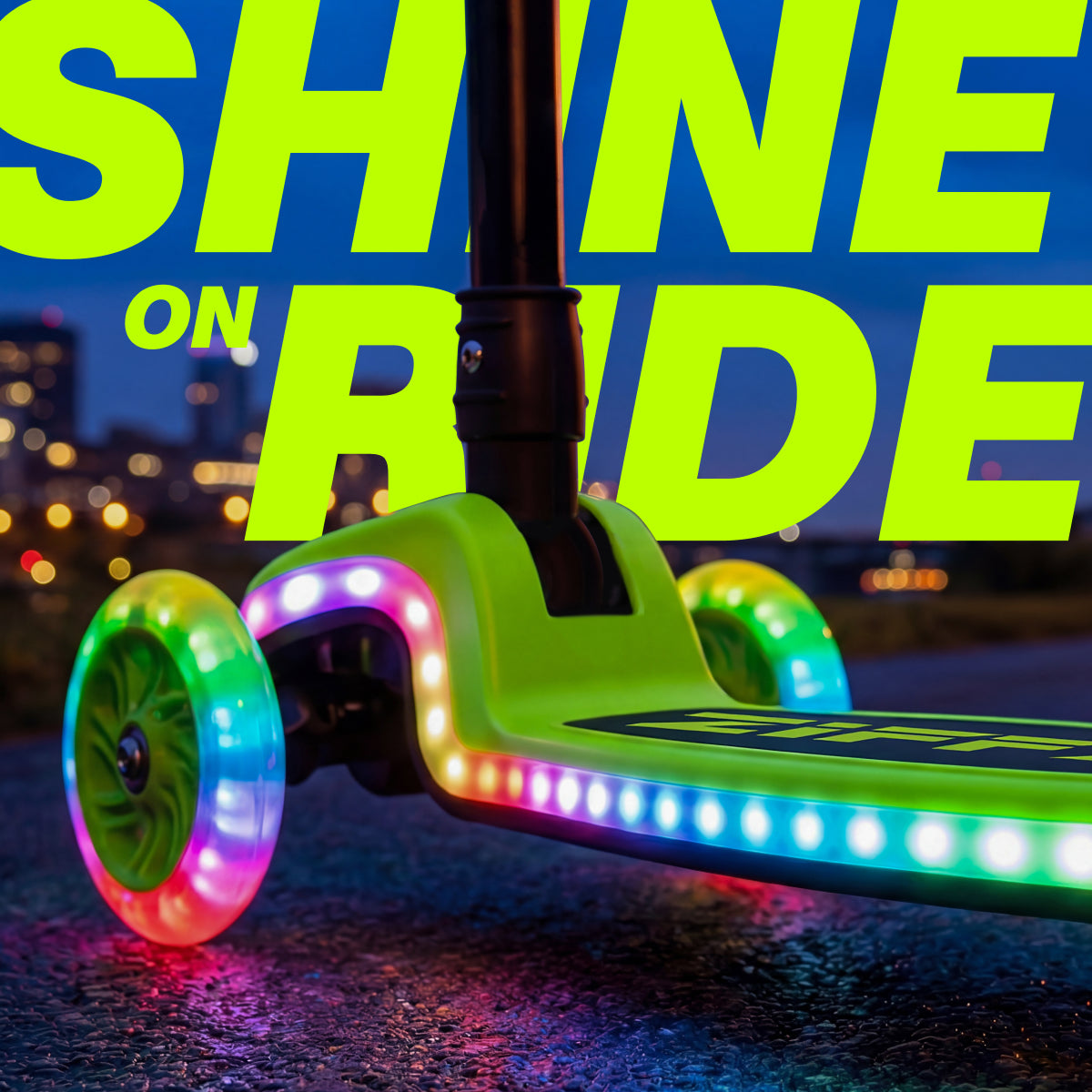 JOVA-ZIFFY Light-Up 3 Wheel Scooter - 20 LED Kick Scooter, Green
