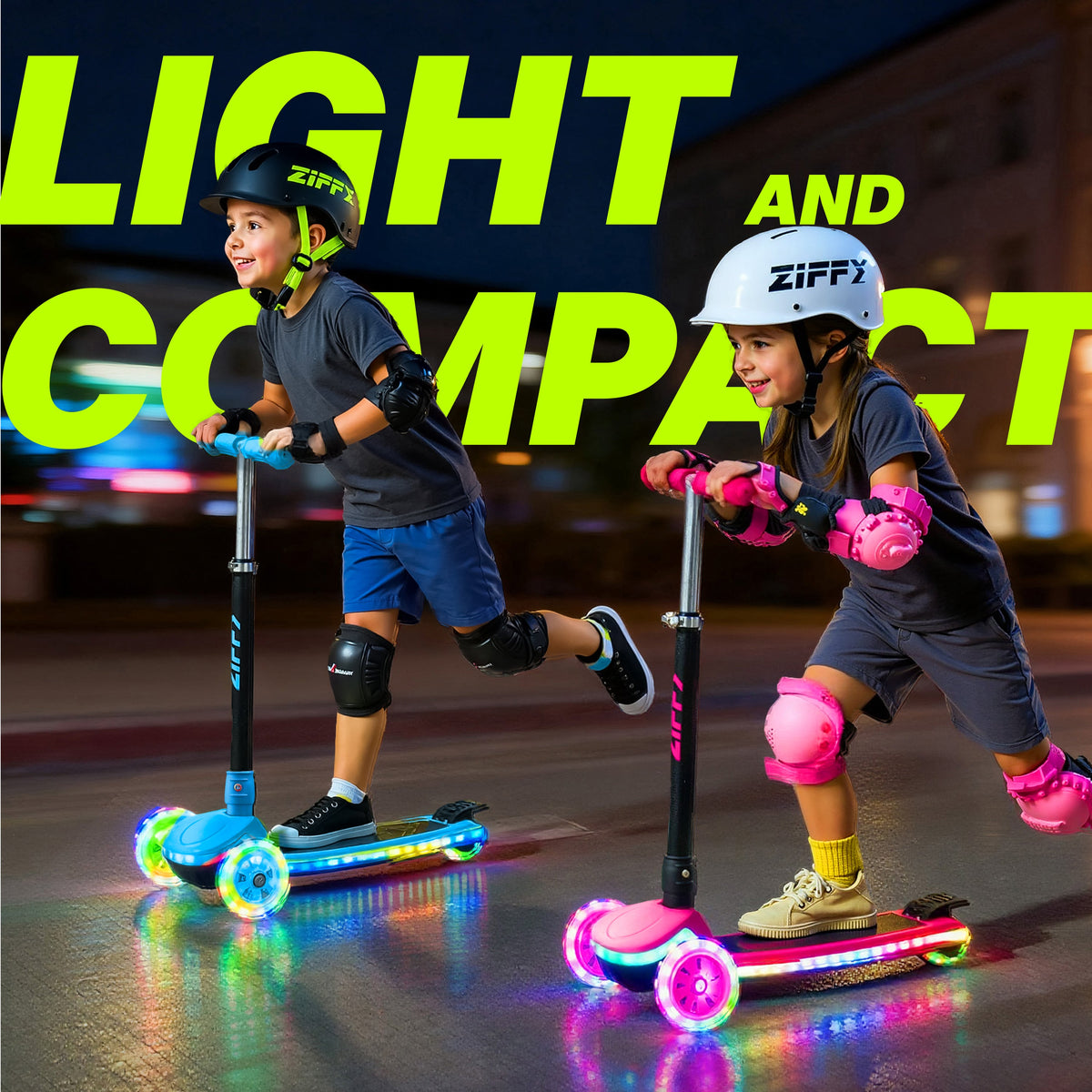 JOVA-ZIFFY Light-Up 3 Wheel Scooter - 20 LED Kick Scooter, Blue
