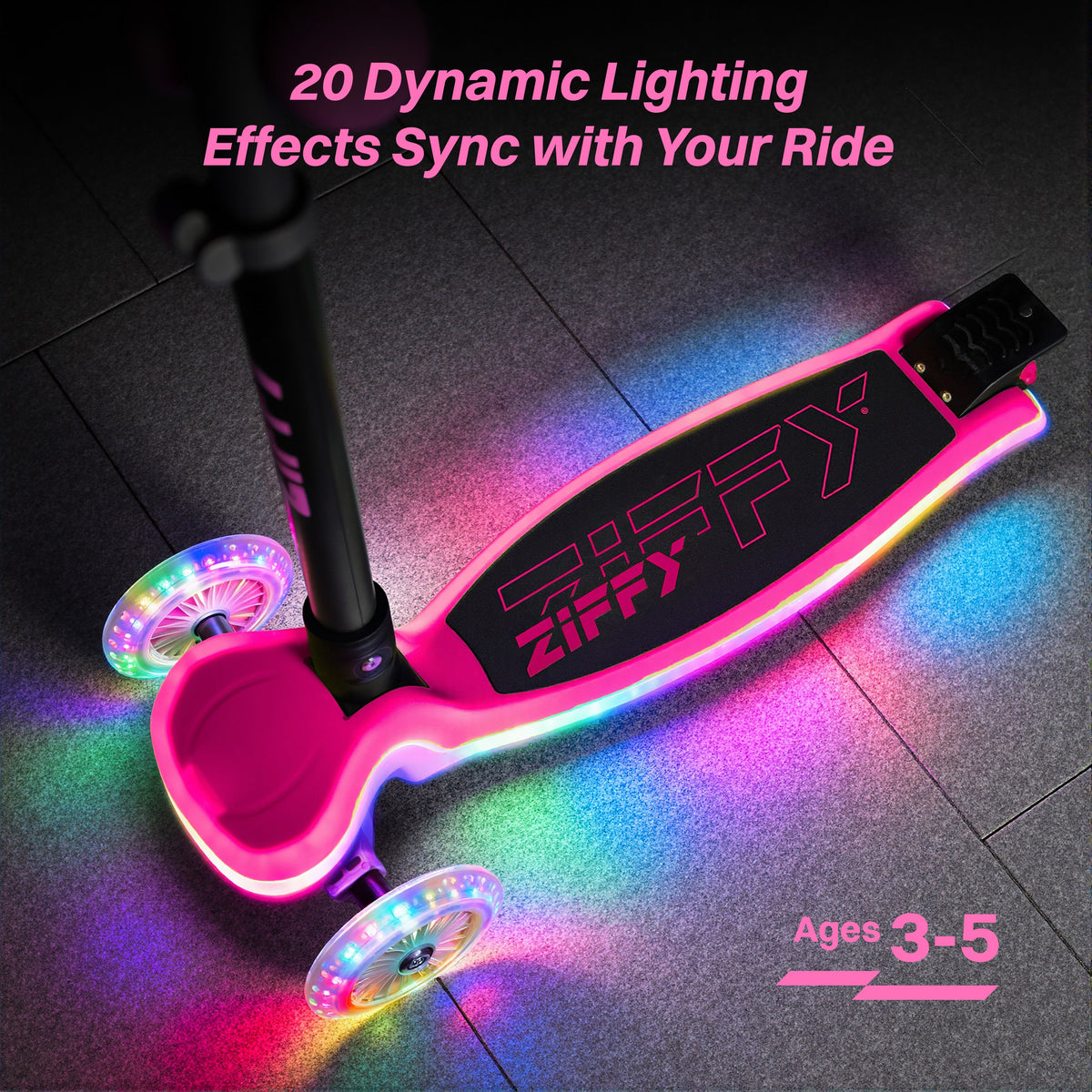 JOVA-ZIFFY Light-Up 3 Wheel Scooter - 20 LED Kick Scooter, Red