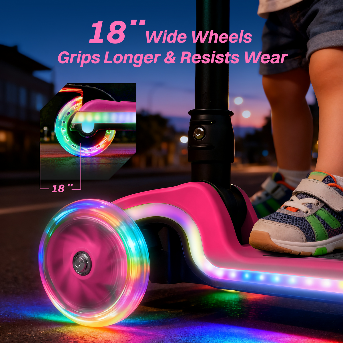 JOVA-ZIFFY Light-Up 3 Wheel Scooter - 20 LED Kick Scooter, Red