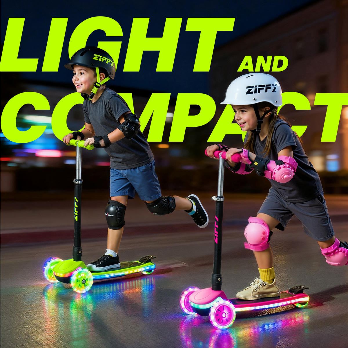 JOVA-ZIFFY Light-Up 3 Wheel Scooter - 20 LED Kick Scooter, Red