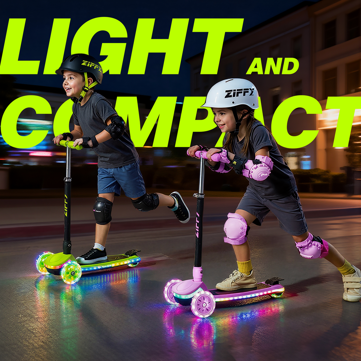 JOVA-ZIFFY Light-Up 3 Wheel Scooter - 20 LED Kick Scooter, Purple