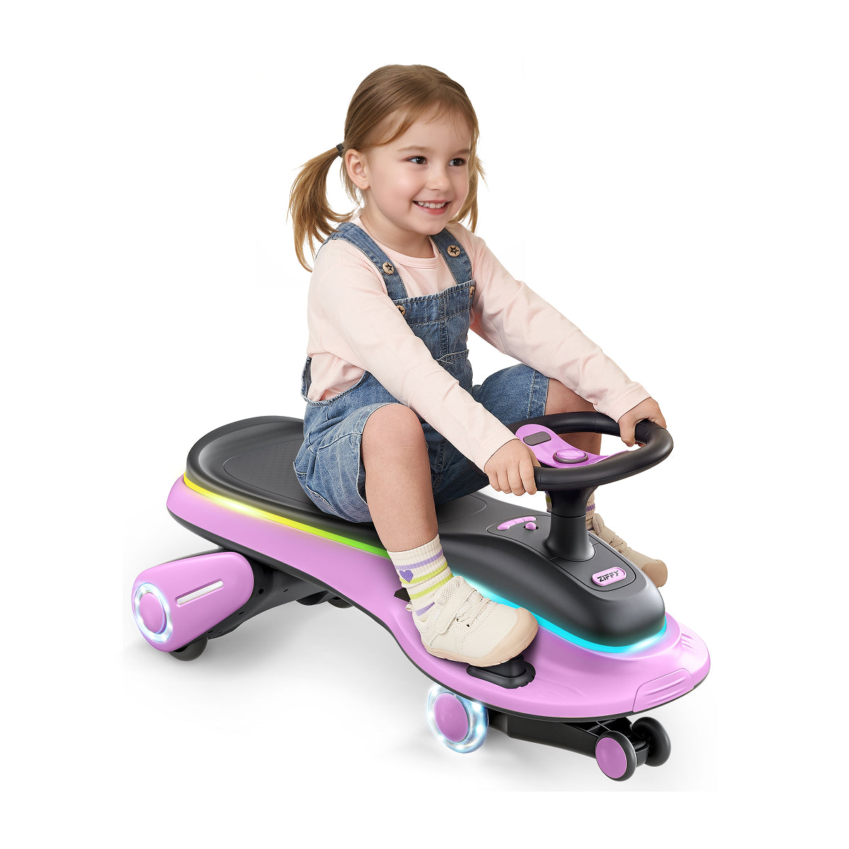 JOVA-ZIFFY 45W Electric Wiggle Car - Light-Up Ride-On Toy, Purple