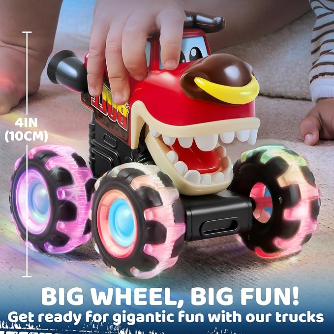 VROOMIX 3 Pack Monster Truck Toy - Motion Activated LED Light Up Cars