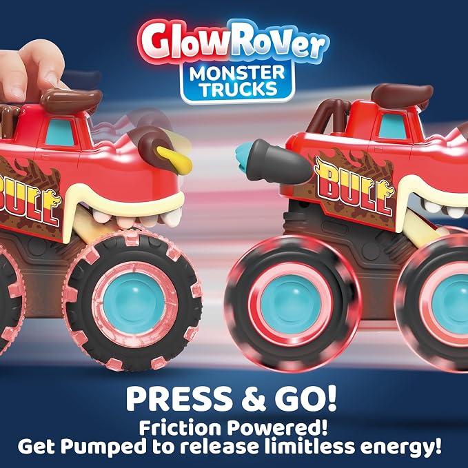 VROOMIX 3 Pack Monster Truck Toy - Motion Activated LED Light Up Cars