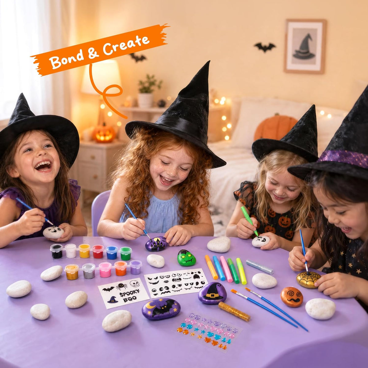 Klever Kits Halloween Glow-in-the-Dark Rock Painting Craft Kit