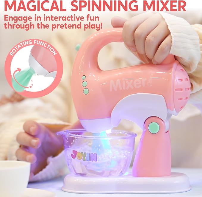 Play-Act Play Kitchen Toy Set – Pink Coffee Maker, Mixer & Toaster with Lights
