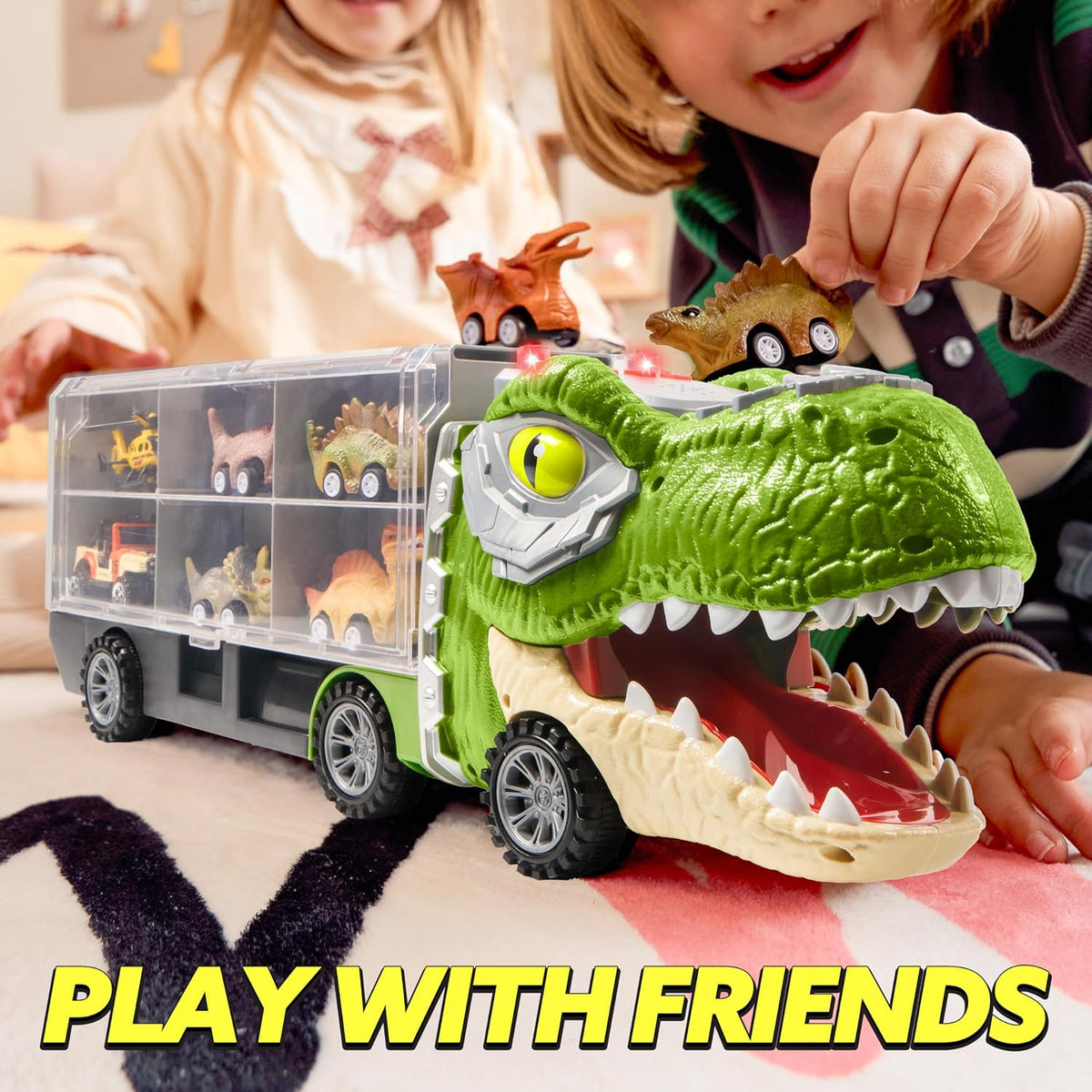 Vroomix Tyrannosaurus Carrier Truck - 6 Dinosaurs, Music & Lights