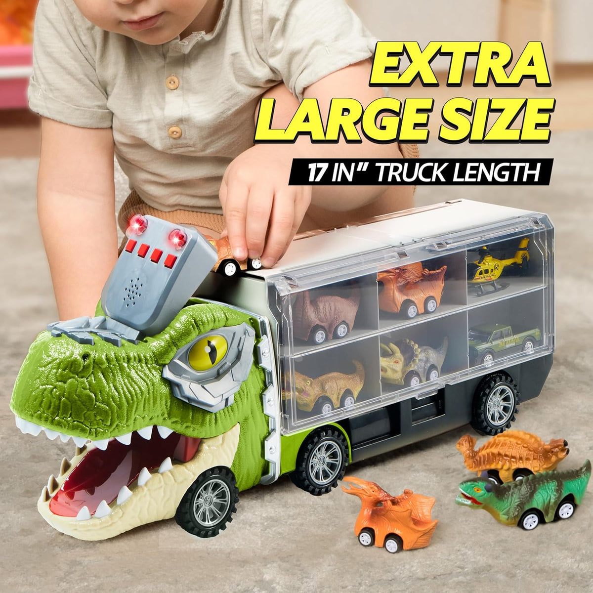 Vroomix Tyrannosaurus Carrier Truck - 6 Dinosaurs, Music & Lights