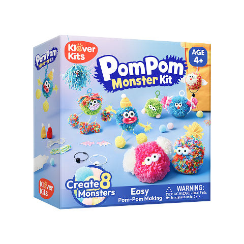 Klever Kits DIY Pom Pom Monster Keychain Kit Ages 4+