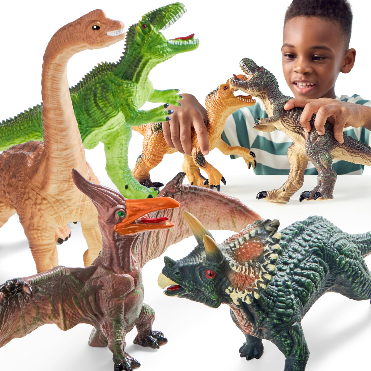 Play-Act Big Soft Dinosaur Figures - Squeeze, Learn, Roar