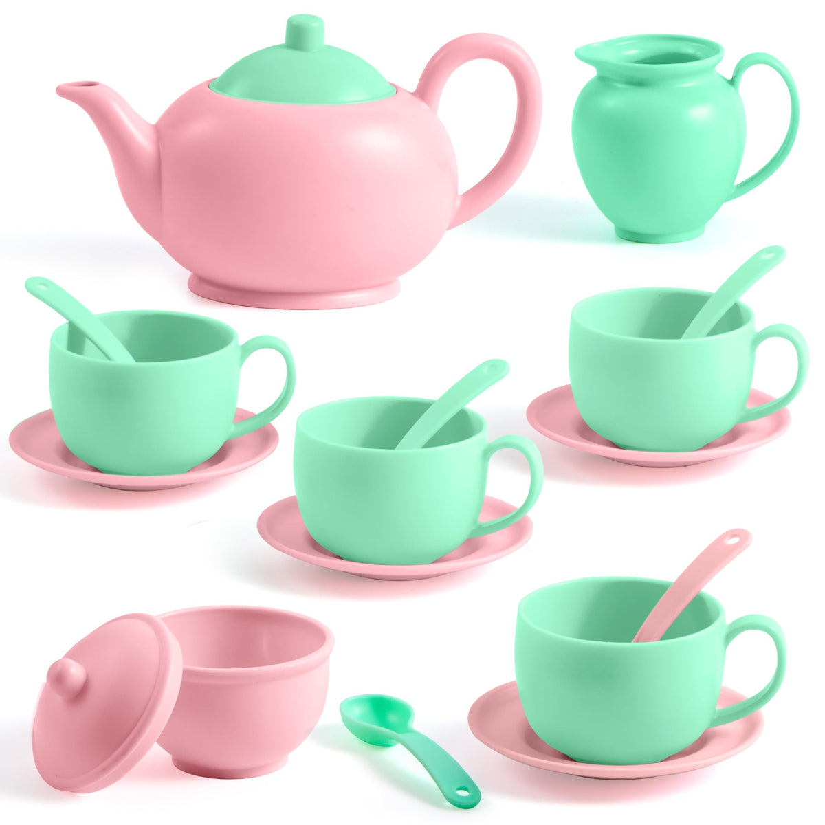 Play-Act 18 PCS Pretend Tea Party Set - BPA & Phthalates Free Play Food