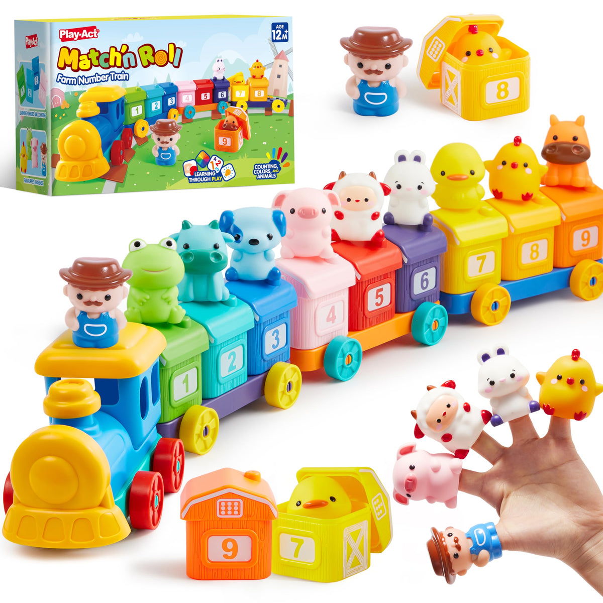 Play-Act Montessori Farm Train - Counting, Matching & Sorting Toy for Ages 1-3