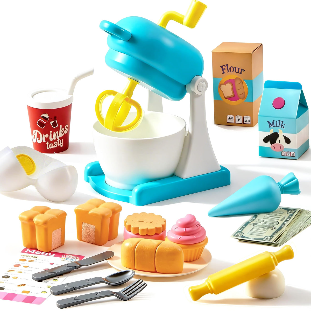 Play-Act Whisk n' Bake Bakery Mixer Playset - 16 PCS Kitchen & Food Toy