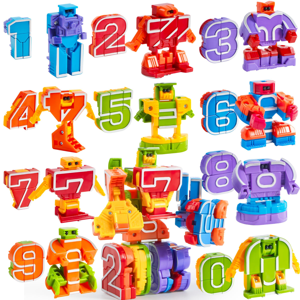 Play-Act 10 PCS Number Robots - Educational Learning Toys for Kids 3-6