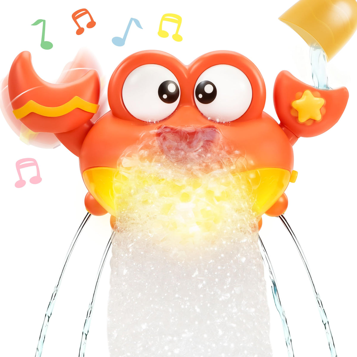 Play-Act Crab Bubble Machine Bath Toy - Music, LED Lights for Kids 2-4