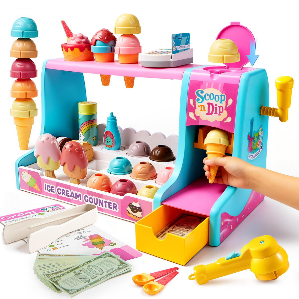 Play-Act Ice Cream Making Toy - Color-Changing Cones Play Set for Kids 3+