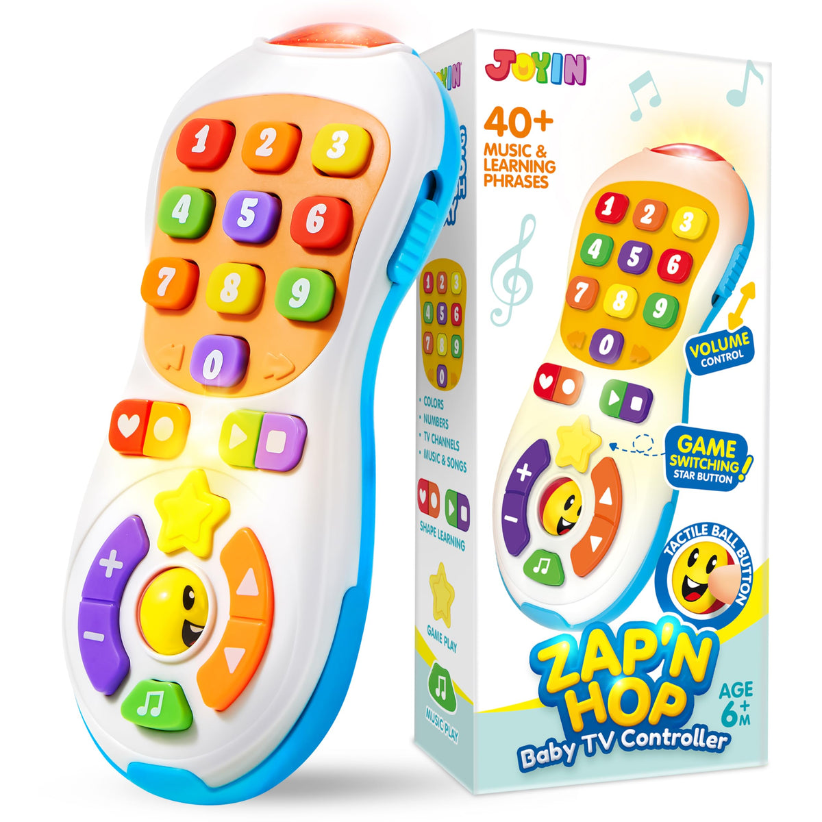 Play-Act Baby TV Remote Toy - 40+ Music & Learning Phrases for 6-12 Months
