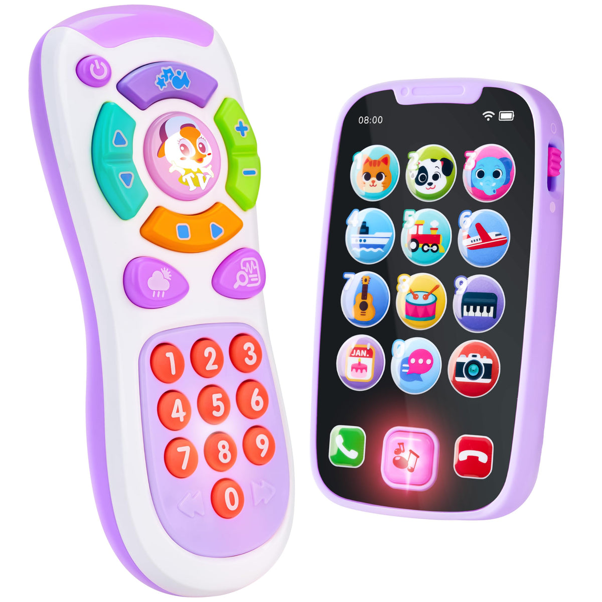 Play-Act Baby Learning Phone & Remote Toy - Purple Musical Smartphone