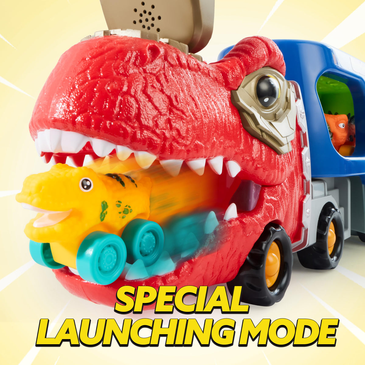 VROOMIX Dinosaur Carrier Truck Toy - 6 Figures & Music Lights for Ages 3-5