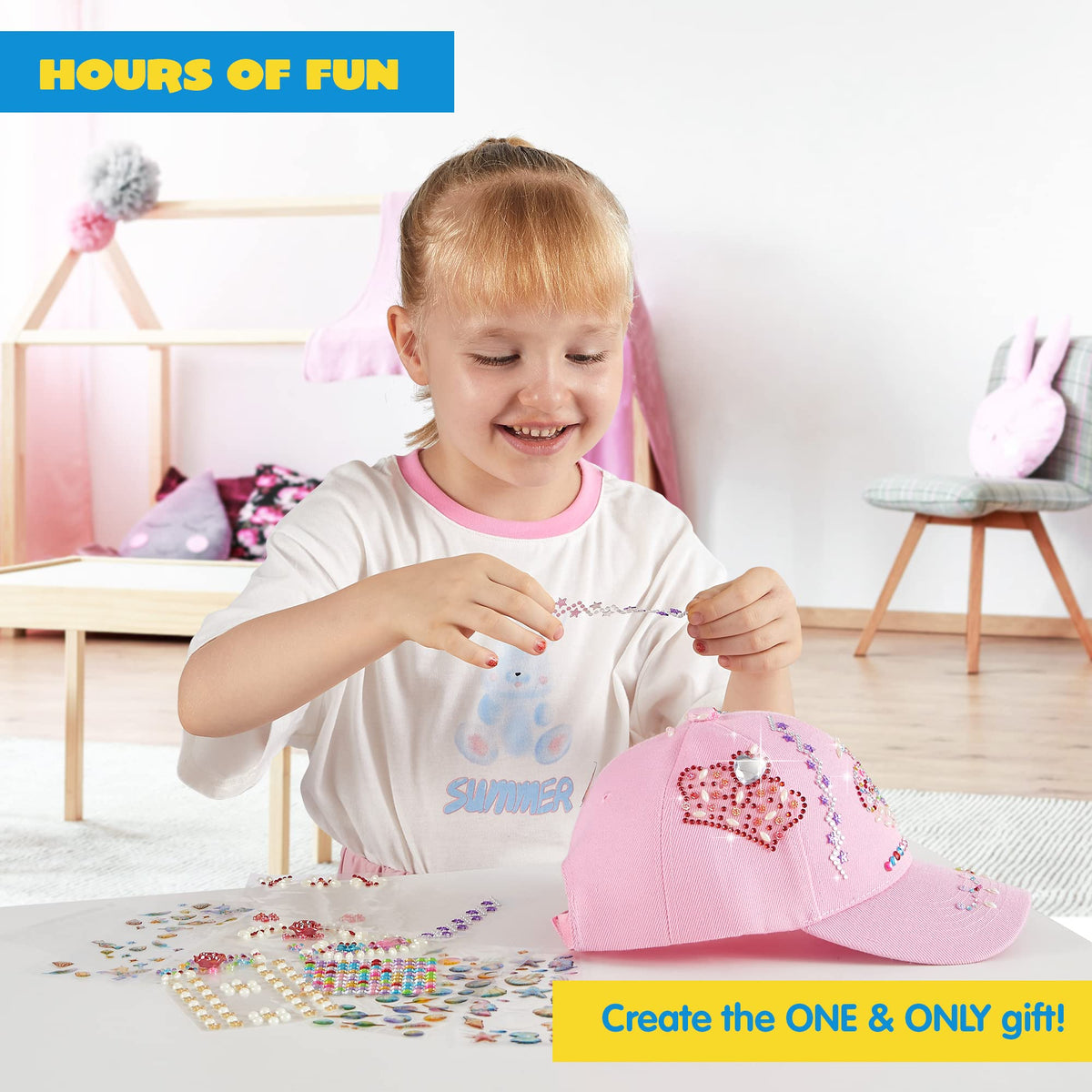 Klever Kits DIY Gem Art Sun Hat Kit for Girls Ages 6-12