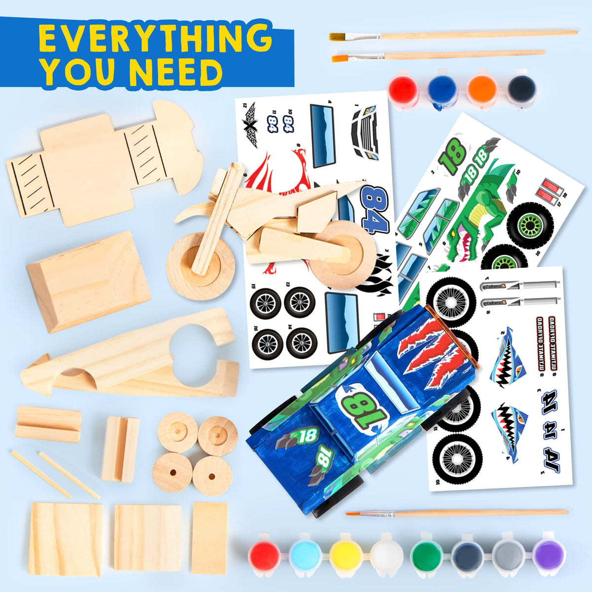 Klever Kits Build & Paint Your Own Wooden Race Car Kit for Kids