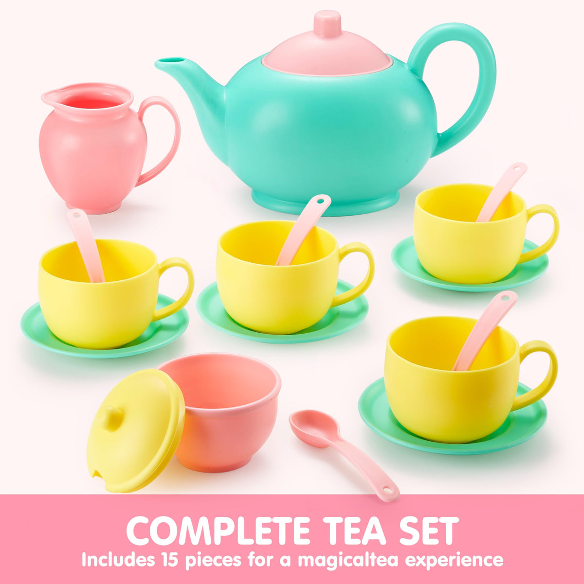 Play-Act 18 PCS Pretend Tea Party Set - BPA & Phthalates Free Play Food