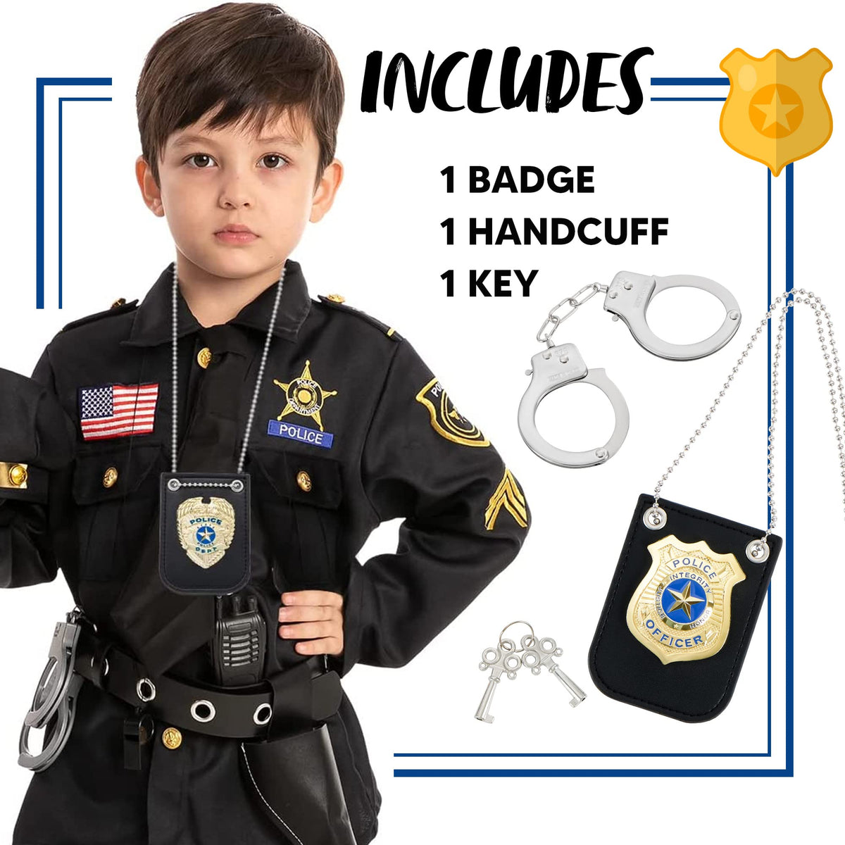 Play-Act Police Badge Play Toy Set - Kids Cop Costume Accessories