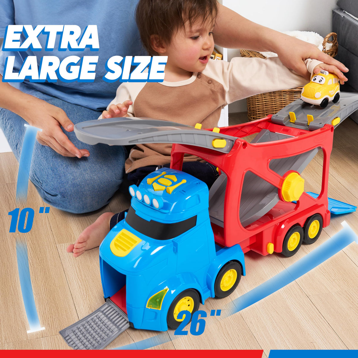 VROOMIX 7-in-1 City Transport Carrier Truck Set with Lights & Sounds