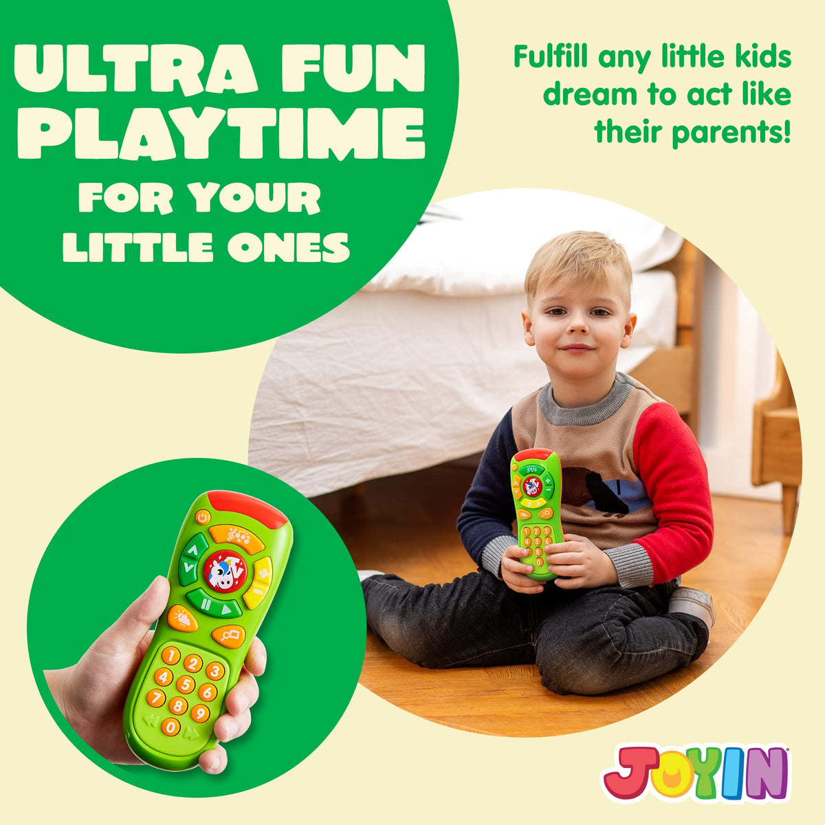 Play-Act Baby Toy Phone & Remote with Music - Fun Learning Musical Toys