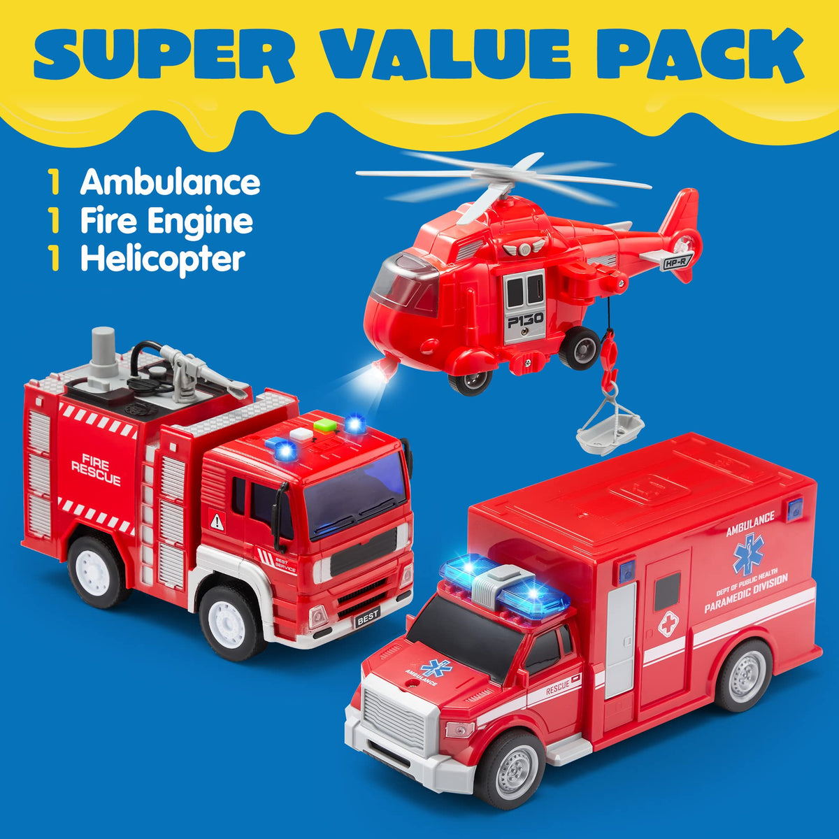 VROOMIX Fire Engine Toy with Lights & Sounds