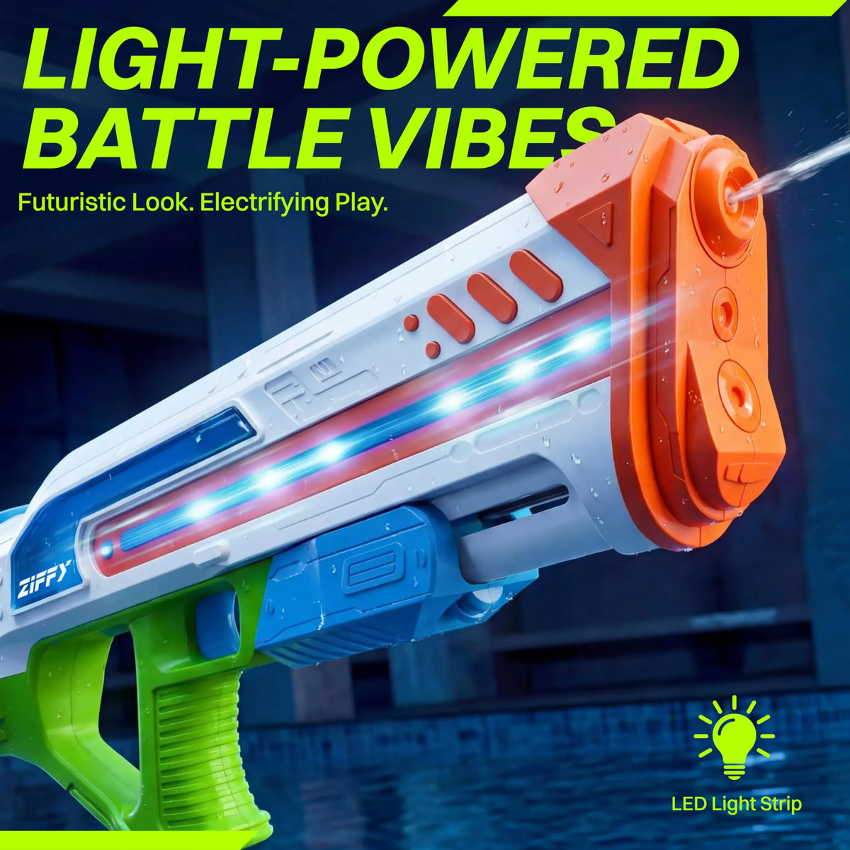 ZIFFY Electric Water Gun with LED - Automatic High-Power Squirt Gun