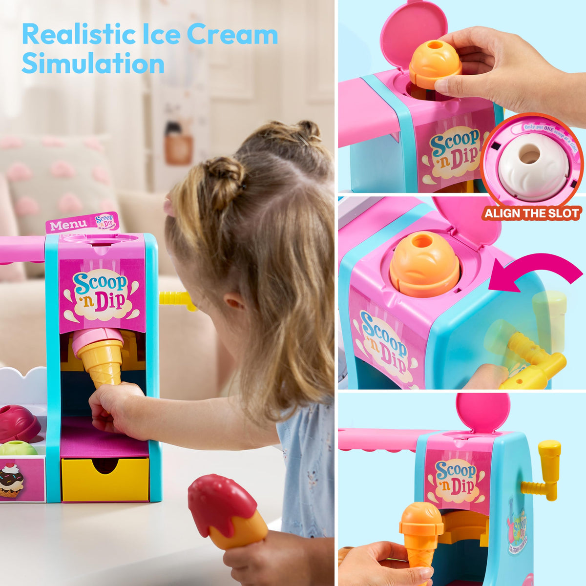 Play-Act Ice Cream Making Toy - Color-Changing Cones Play Set for Kids 3+
