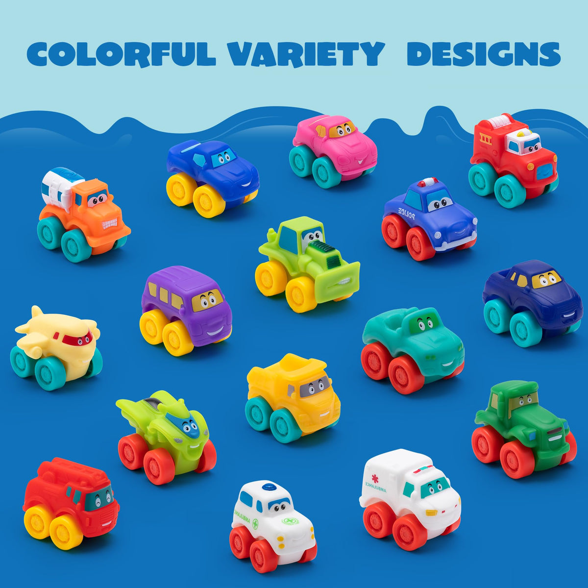 VROOMIX Soft Rubber Cartoon Toy Car Set for Toddlers
