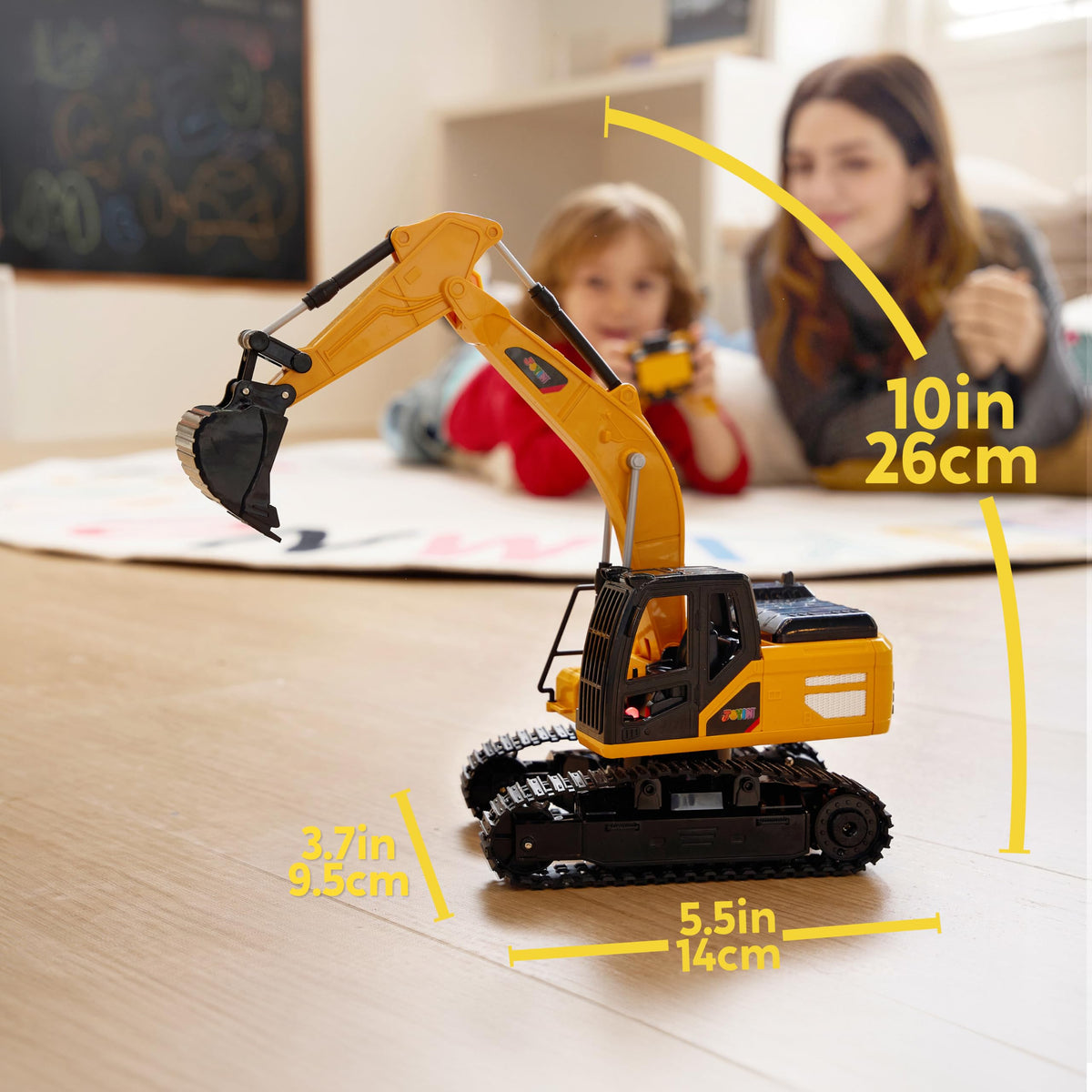 VROOMIX 2.4GHz Remote Control Excavator Toy with Lights for Kids