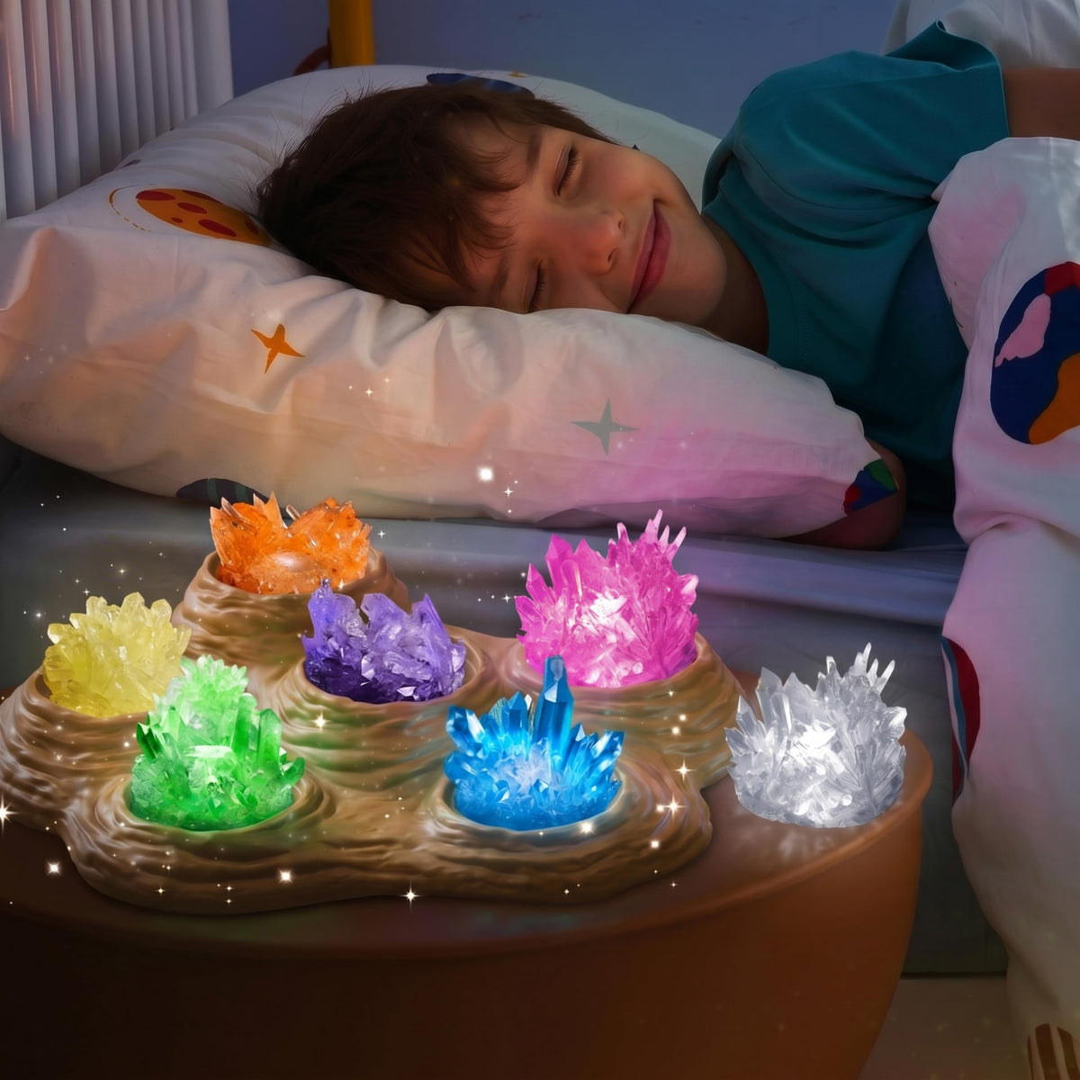Klever Kits Crystal Growing Lab - 7 Color Kit with Light-Up Base