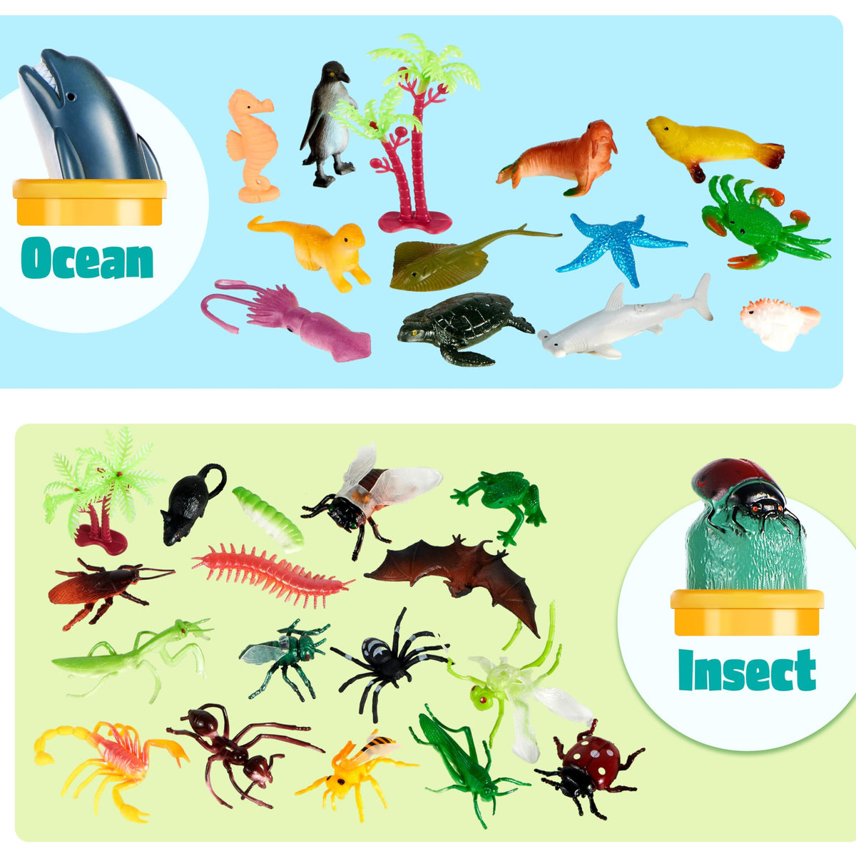 Play-Act 69 PCS Animal Figures - Six Habitats, Endless Adventures