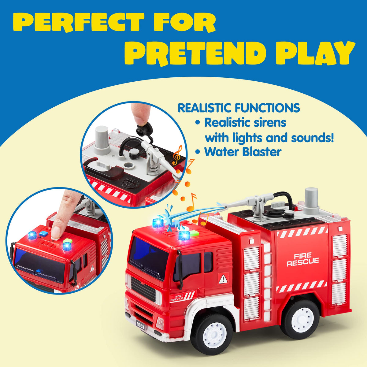 VROOMIX Fire Engine Toy with Lights & Sounds