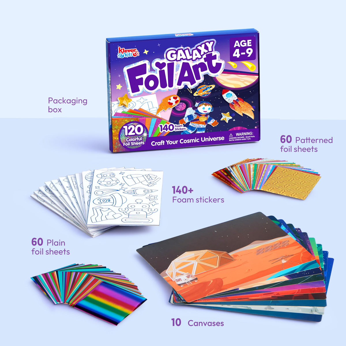 Klever Kits Outer Space Foil Art & Galaxy Foam Sticker Craft Kit