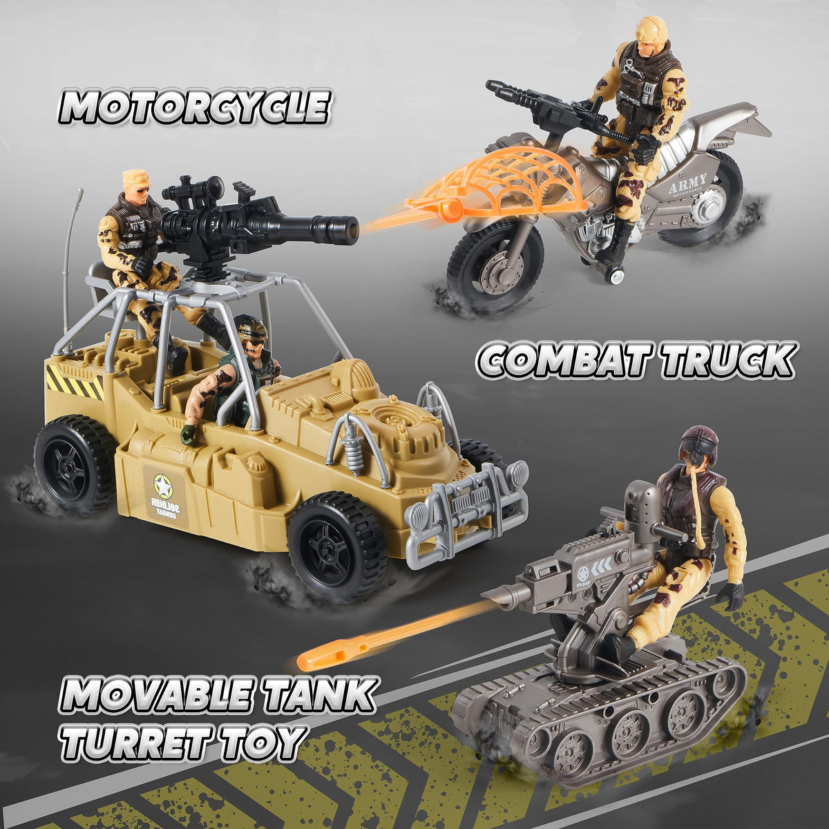 VROOMIX Military Base Toy Set with Army Vehicles, Soldiers & Weapon Accessories