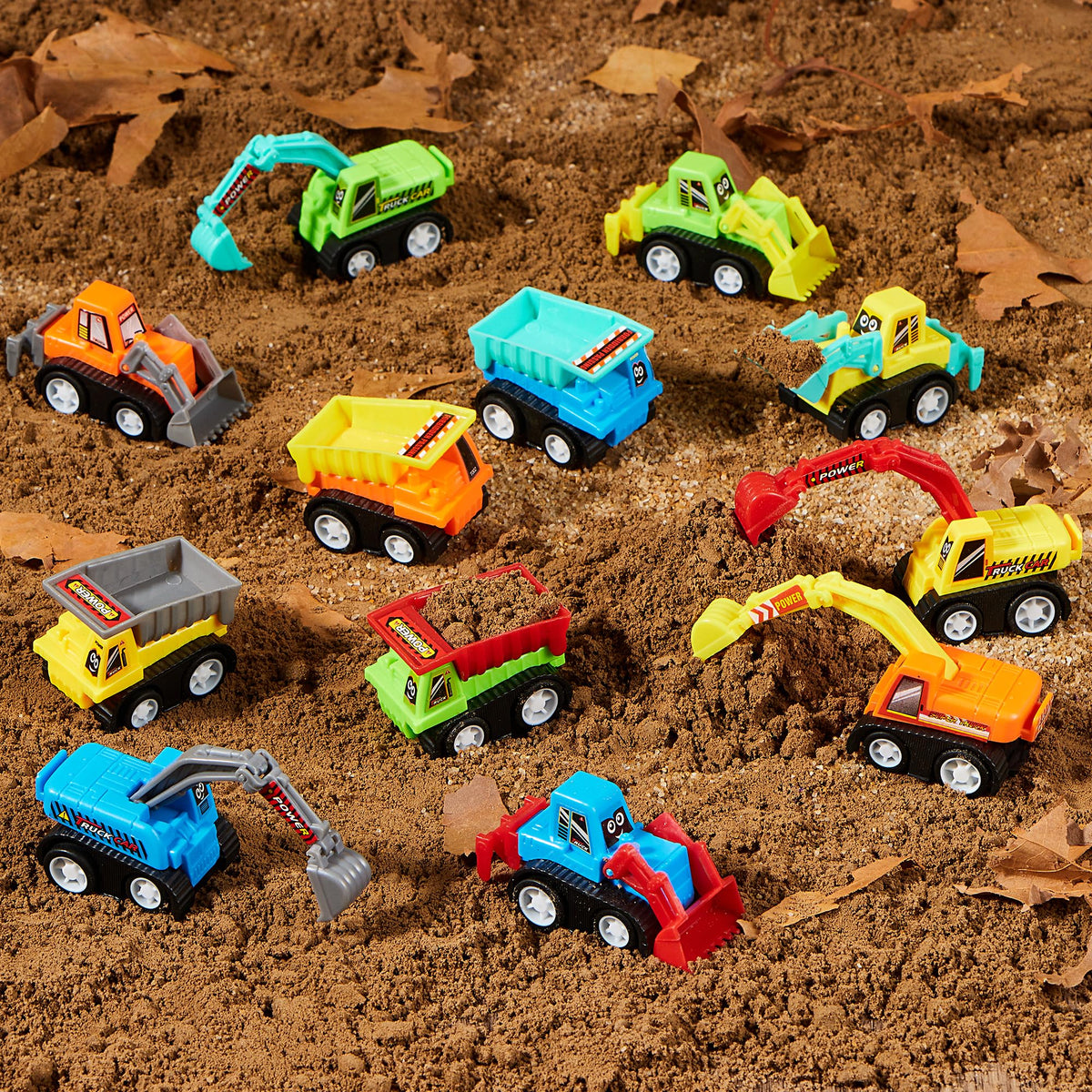 VROOMIX 12-Piece Mini Construction Vehicle Toy Set for Kids
