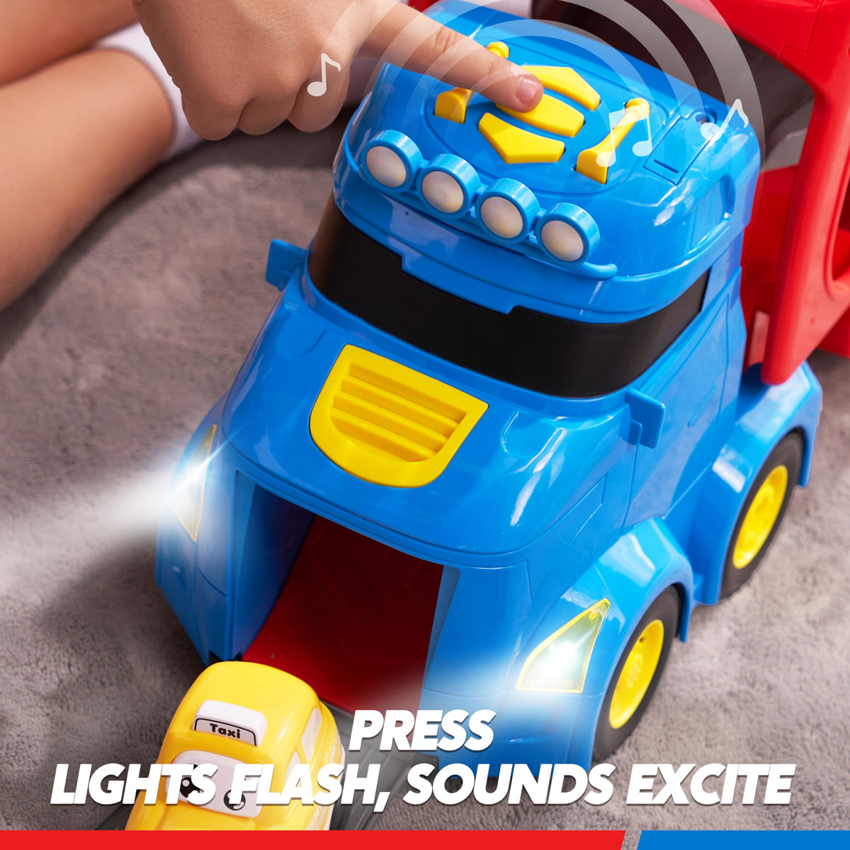 VROOMIX 7-in-1 City Transport Carrier Truck Set with Lights & Sounds
